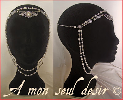 Diadème Tiare elfique mariage médiéval féerique perles nacrées papillon Arwen Galadriel Le Seigneur des Anneaux elfe fée couronne Wedding Elven Diadem pearly faux-pearl elf butterfly tiara medieval renaissance