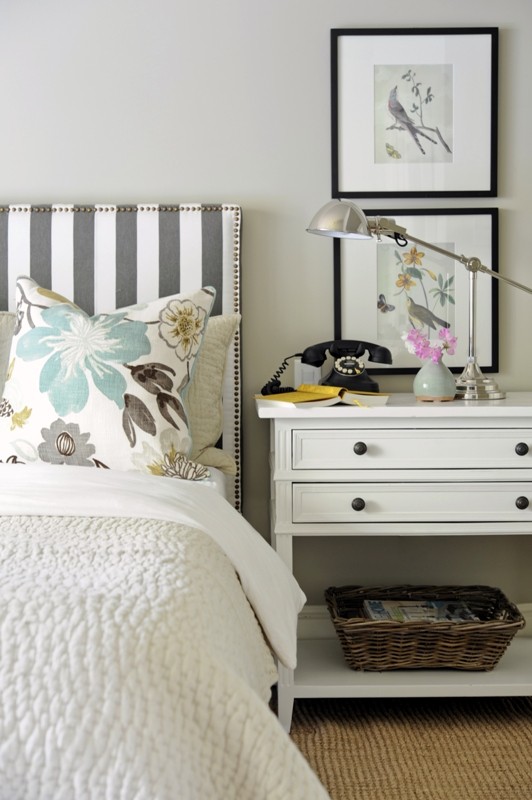 Gray and White Striped Headboard