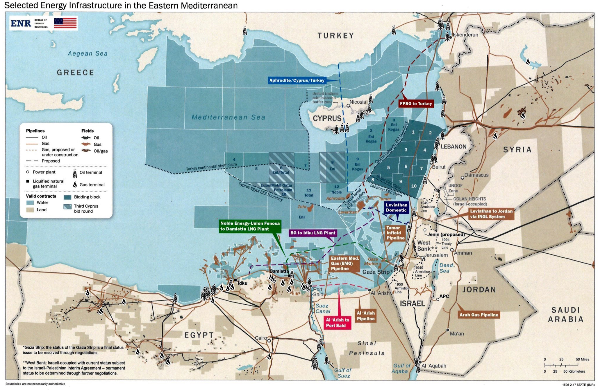 Selected Energy Infrastructure East Mediterranean 2019 21