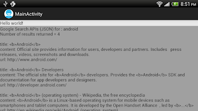 Implement Google Search (JSON) for Android