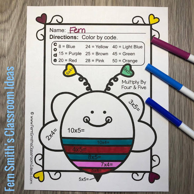 Click Here to Get These St. Valentine's Day Color By Number Addition, Subtraction, Multiplication, and Division FUNKY Valentines Themed Printables Bundle Resource for Your Classroom Today!