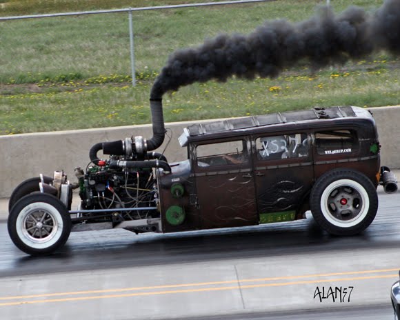 Diesel Rod Monster Rat Rod with Diesel Engine Burns Serious Rubber By
