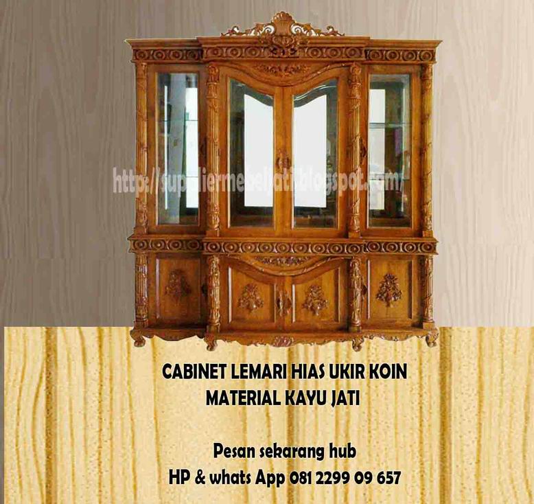 Jual Lemari  display cabinet ukir kopin 4 Pintu full cermin  