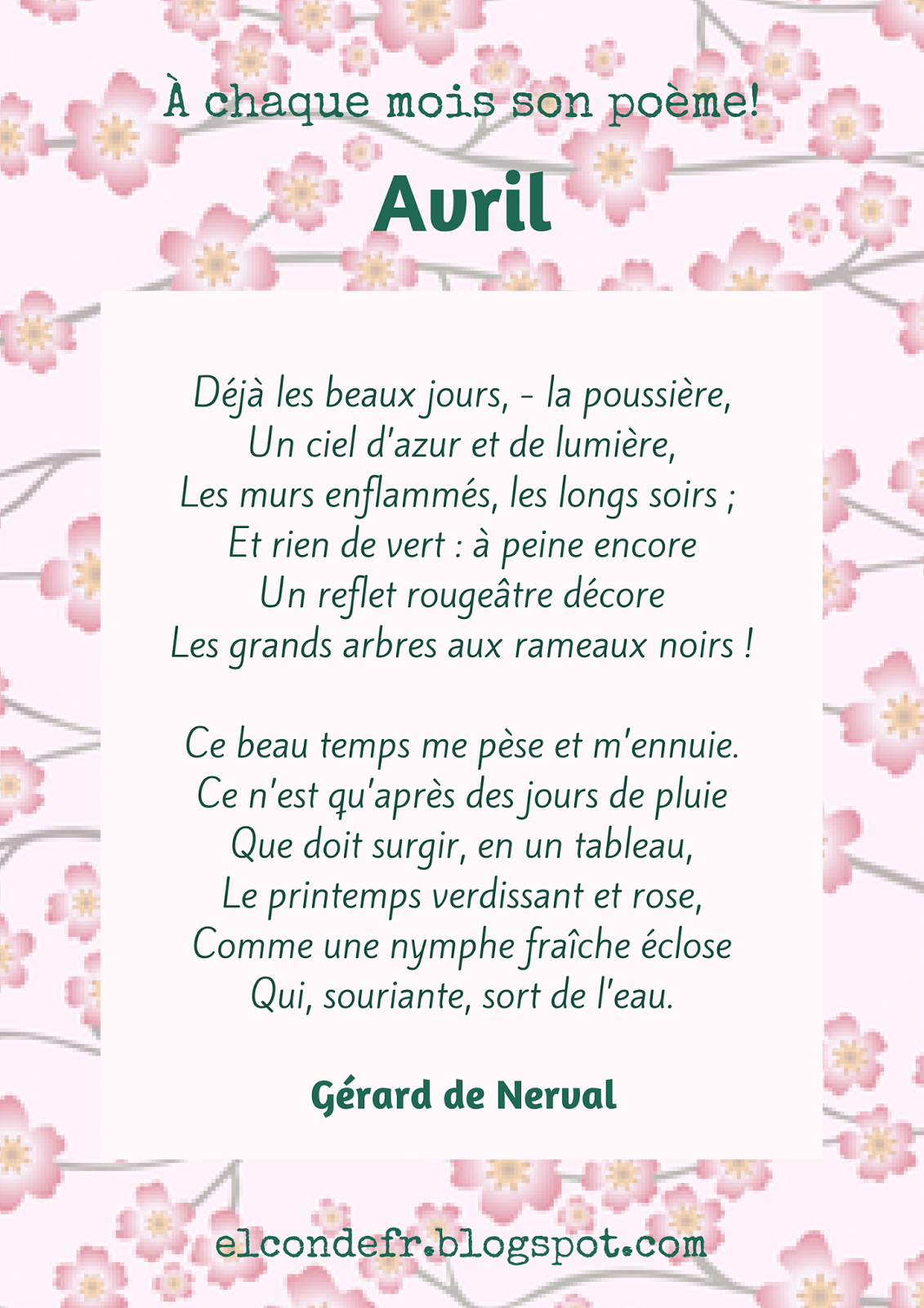El Conde Fr A Chaque Mois Son Poeme Avril
