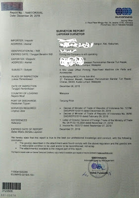 Cerificate Of Inspection/Laporan Surveyor Sucofindo Indonesia Serta KSO Sucofindo