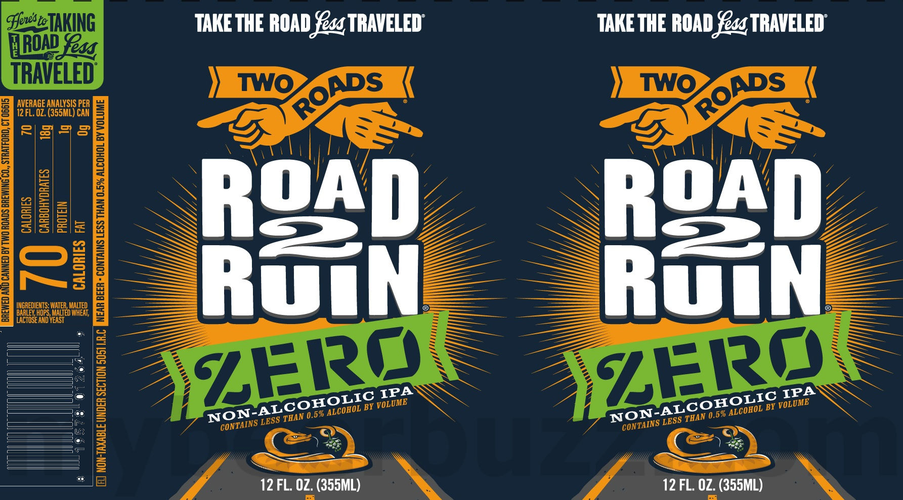 Two Roads Adding Road 2 Ruin Zero & Two Juicy Zero Non-Alcoholic Beers