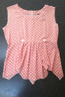 Original polka dot top that I will be working with.