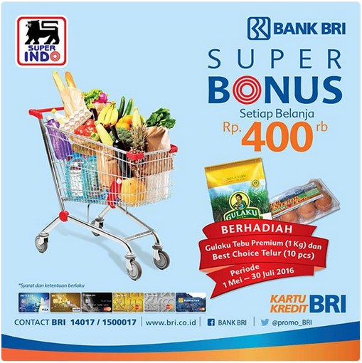 Promo Superindo ; Berhadiah Gulaku Tebu Premium Dengan Kartu Kredit BRI