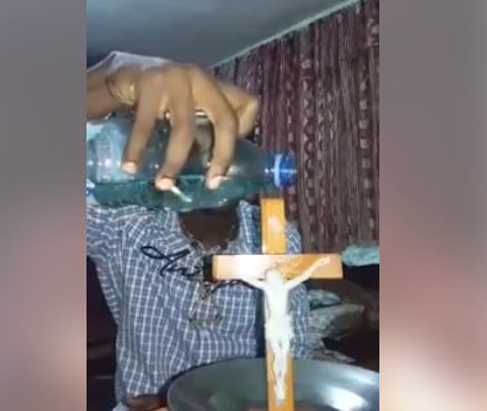 Man burns the crucifix, says it