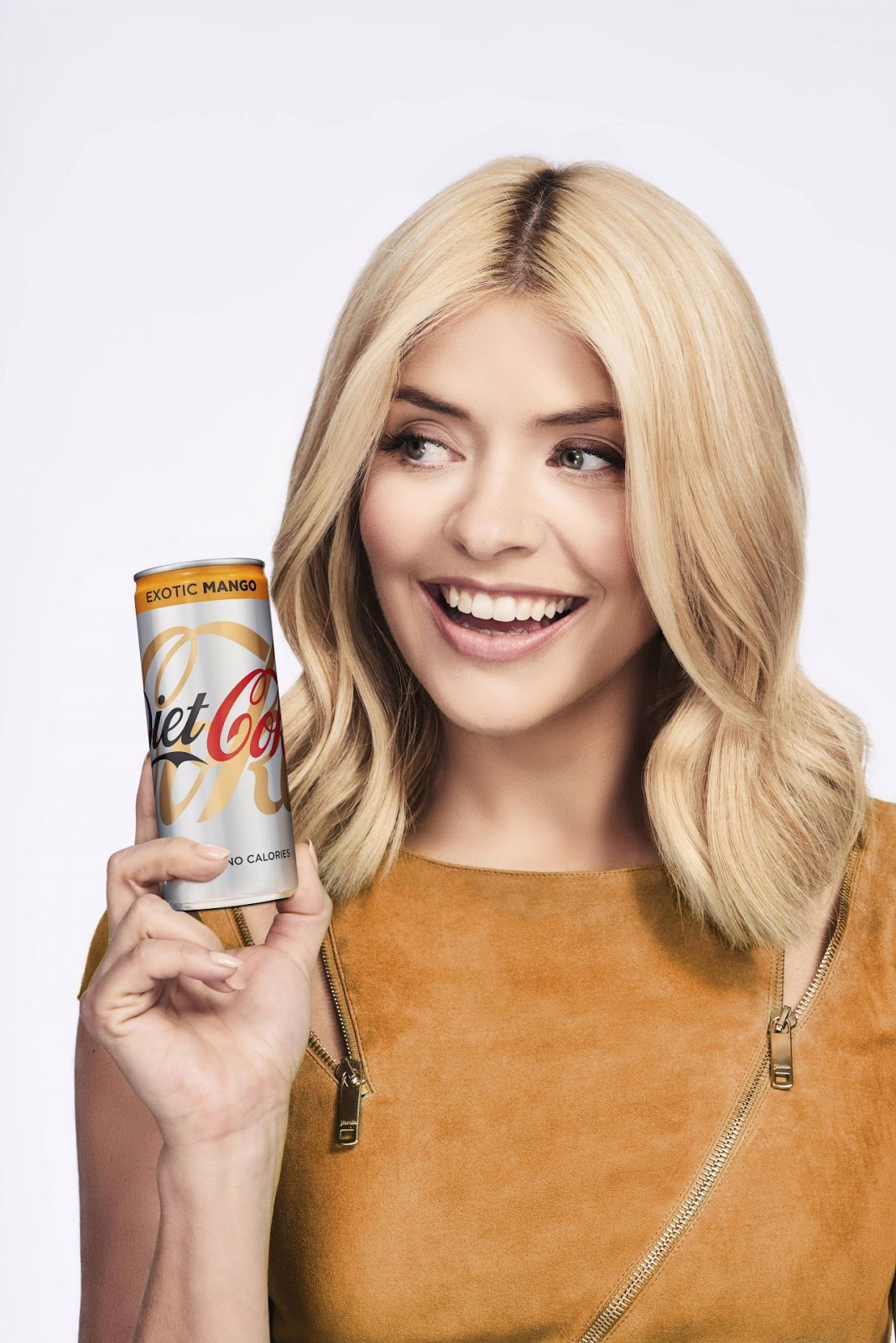 Holly Willoughby short orange dress Diet Coke campaign photoshoot