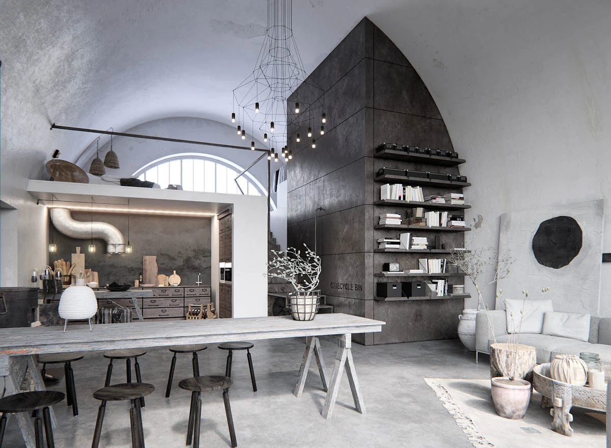 Two Examples Of Industrial Modern Rustic Interior Design#2