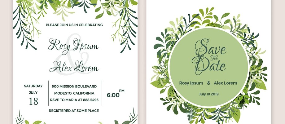 Greenery Wedding Invitation Suite EPS