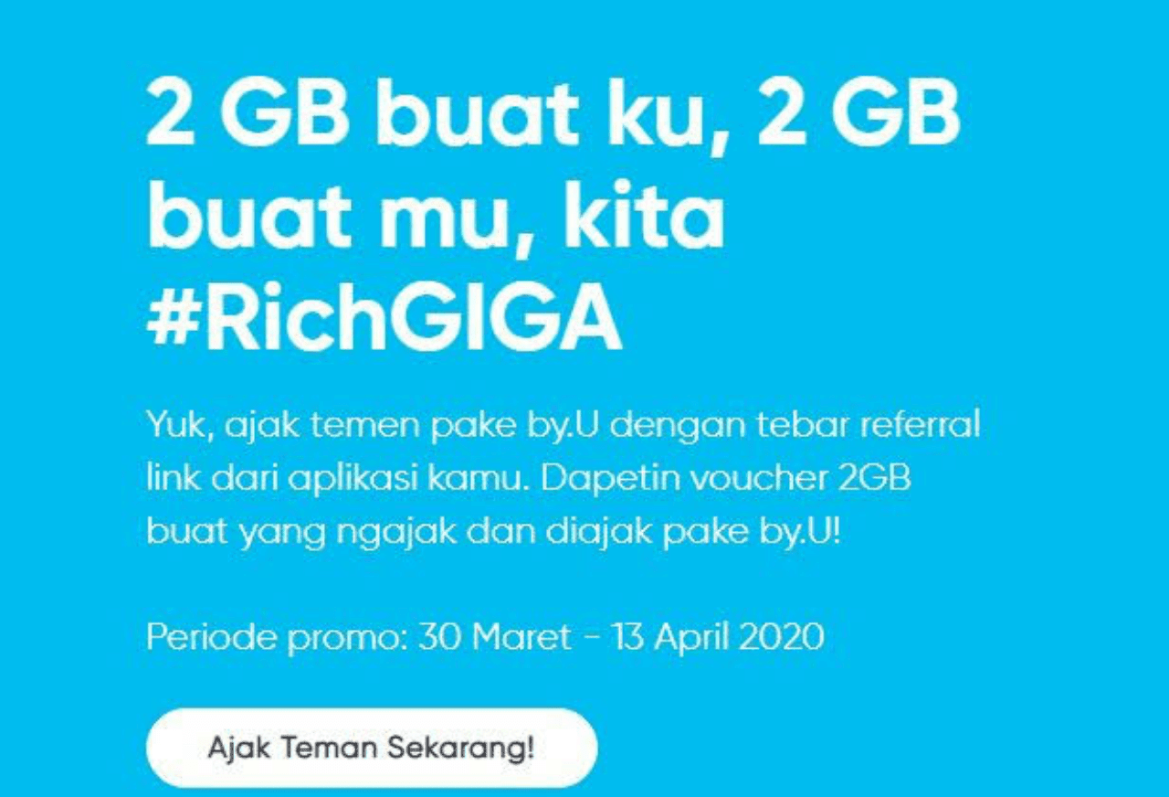 Cara Mendapatkan Kuota 2GB Gratis Rich Giga Kartu by.U