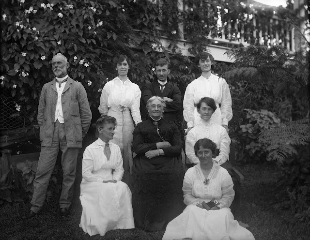 Emily Hudson nee Gilroy surrounded by the L'Estrange family, Bache Hall 1897