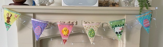 Homemade Easter bunting decor with felt and craft scraps