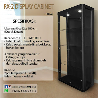 black hitam display cabinet glass