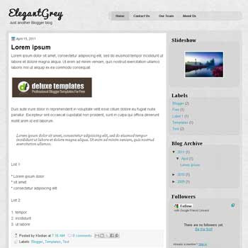 ElegantGrey blogger template with 3 column blogger template. 3 column blogspot template