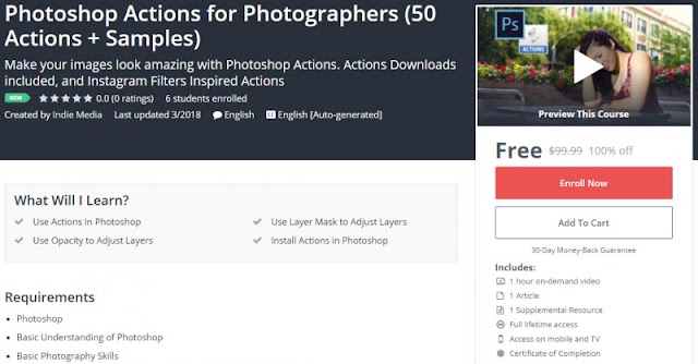 [100% Off] Photoshop Actions for Photographers (50 Actions + Samples)| Worth 99,99$