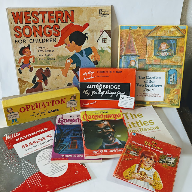 picture of vintage games, books and albums