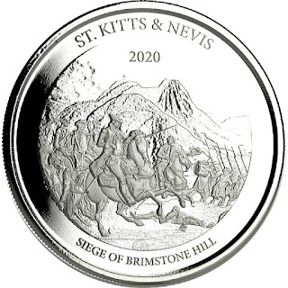 2020 St. Kitts & Nevis 1 oz Silver Brimstone Hill (3) BU