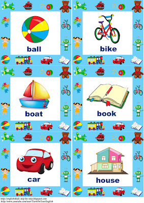 Toys flashcards with words