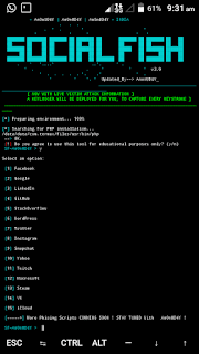SocialFish tool in Termux