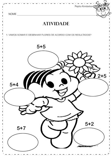 Atividade Soma Tabuada de 5 Projeto Primavera e Projeto Turma da Mônica