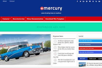 Mercury Blogger Template Premium Free Download