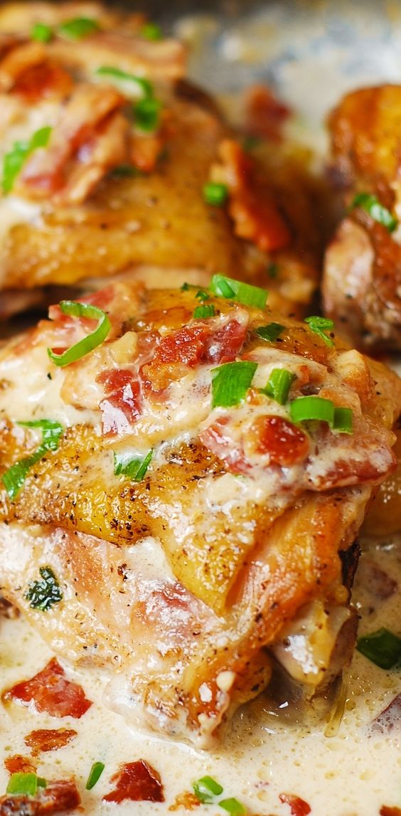 Pan-Fried Chicken with Bacon Cream Sauce - Recipe SpecialFoood