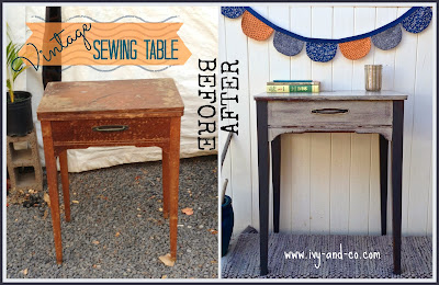 antique seing table before and after