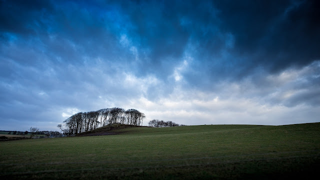 United Kingdom Scotland grass valleys trees blue sky clouds HD Wallpaper