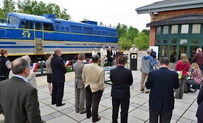 Press conference at the Saratoga Springs rail station, May 16, 2012. Photo credit:  Times Union