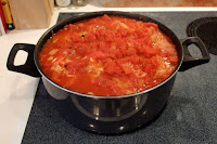 hungarian stuffed cabbage rolls cooking on stovetop