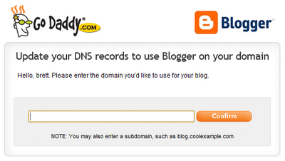 Godaddy domain setting tool for Blogger