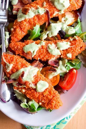 Buffalo Chicken Salad with Creamy Avocado Ranch Dressing 