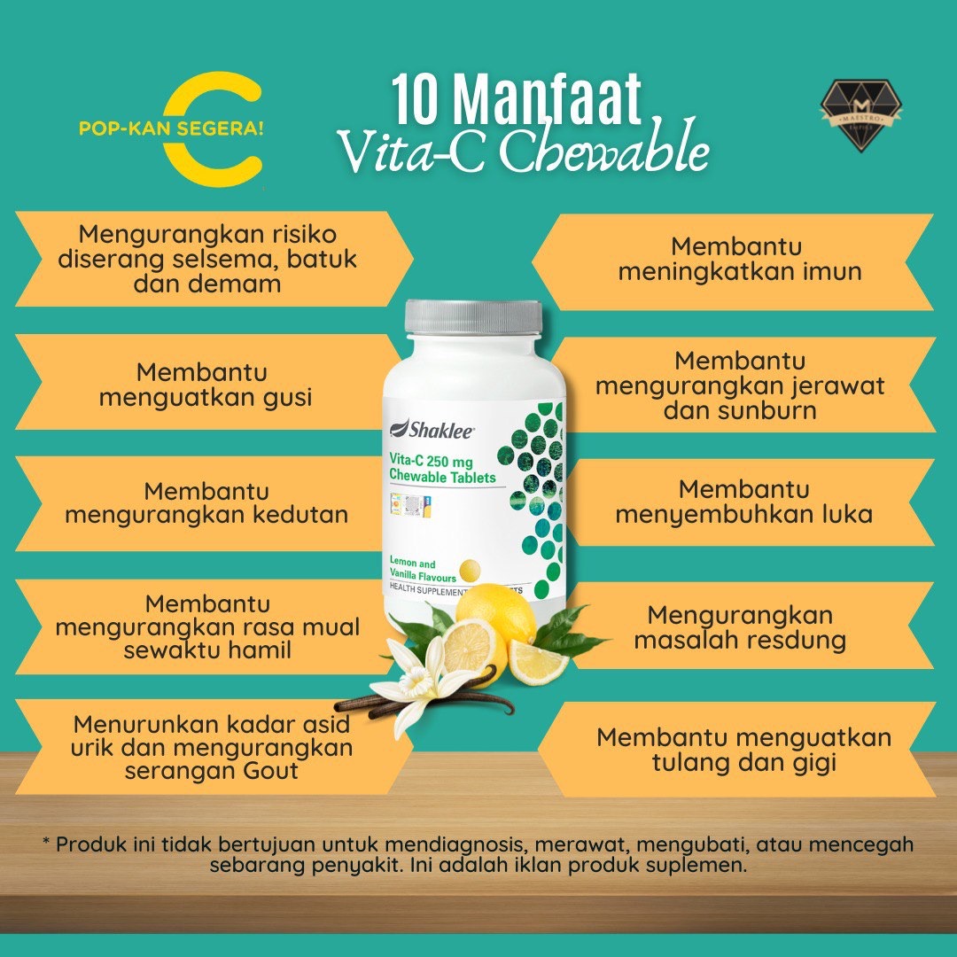 Vitamin C Chewable Shaklee: Manfaat, Keistimewaan, Testimoni dan Harga