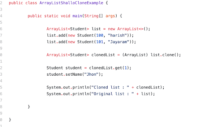 ArrayList clone() – ArrayList deep copy and shallow copy