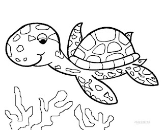 Printable Turtle On Sea Coloring Pages Animals