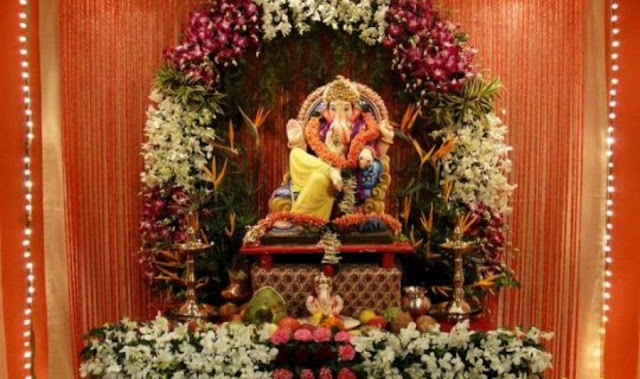 Flowers Ganpati (Ganesh) Decoration and Background Ideas 2023