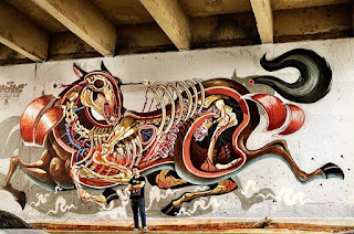 Graffiti Street Art Horse Anatomi by Nychos