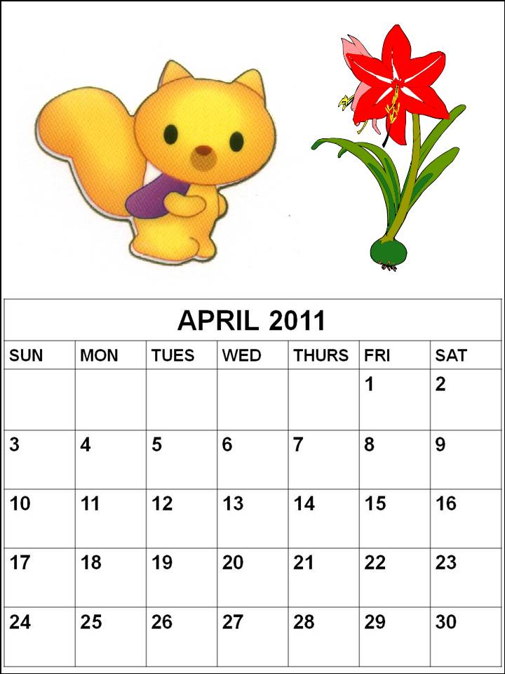 calendars 2011 april. Children Calendar April 2011