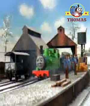 Sodor winter snow train Thomas and friends Oliver the tank engine and Duck are great western engines