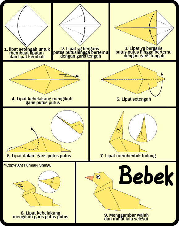  Cara  Membuat  Origami  BEBEK Untuk Anak