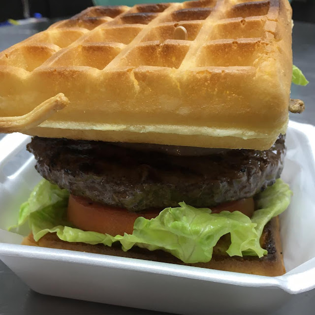 Steak waffle burger at Signature Dessert