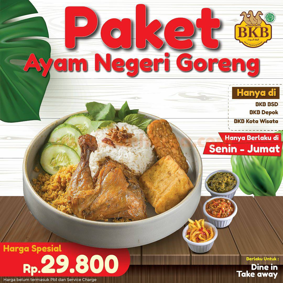 BEBEK BKB Promo Paket AYAM NEGERI GORENG Harga cuma Rp 29.8RB