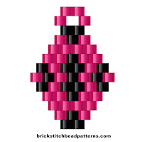 Free beginner brick stitch seed bead earring pattern color chart.