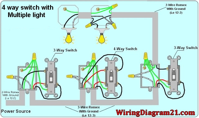 4 Way Switch Wiring Diagram | House Electrical Wiring Diagram