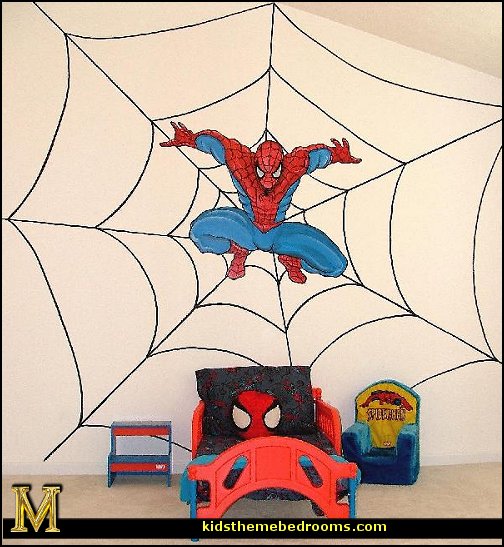 Spiderman theme bedroom  spiderman bedroom decorating ideas - Spiderman rooms - spiderman room decor -  Spiderman Bedroom Decor -  spiderman Bedroom Ideas - superhero bedrooms - Spider web curtains  - spiderweb bedding - Marvel Heroes wall murals -  spiderman bedroom decor - Avengers wallpaper murals -  superhero theme bedrooms - Superhero bedroom ideas - boys bedrooms