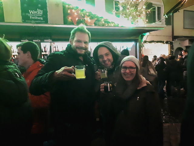 White gluhwein at Christmas market of Freiburg