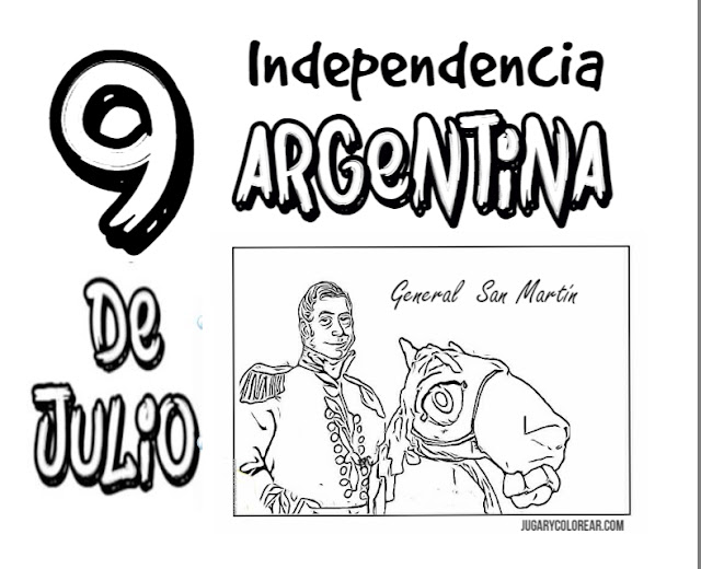 Colorear independencia de Argentina 9 de Julio